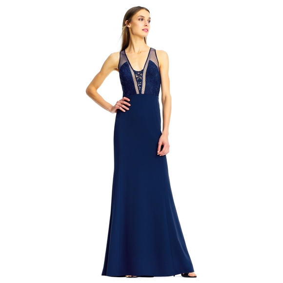AIDAN MATTOX FLORAL LACE GOWN - Picture 1 of 6